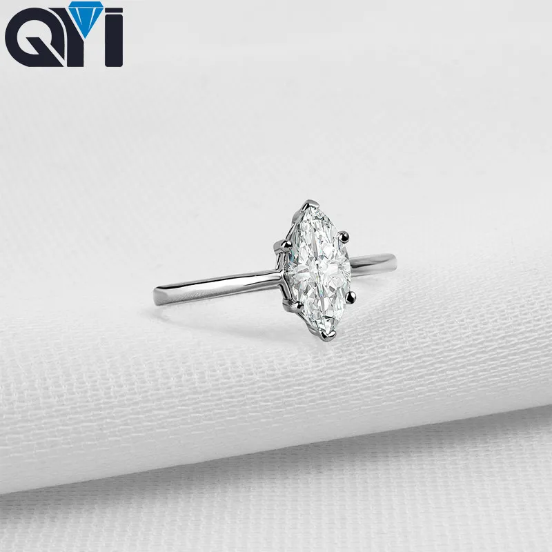 QYI Halo Кольцо 1 ct огранка маркиз 925 пробы серебряные ювелирные изделия Женское Обручальное украшение Циркон Свадебные кольца подарок