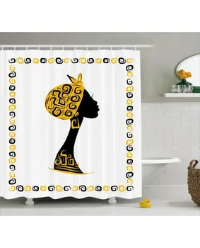 

Afro Shower Curtain Ethnic Tribal Portrait Print For BathroomWaterproof And washable Fabric With Hooks