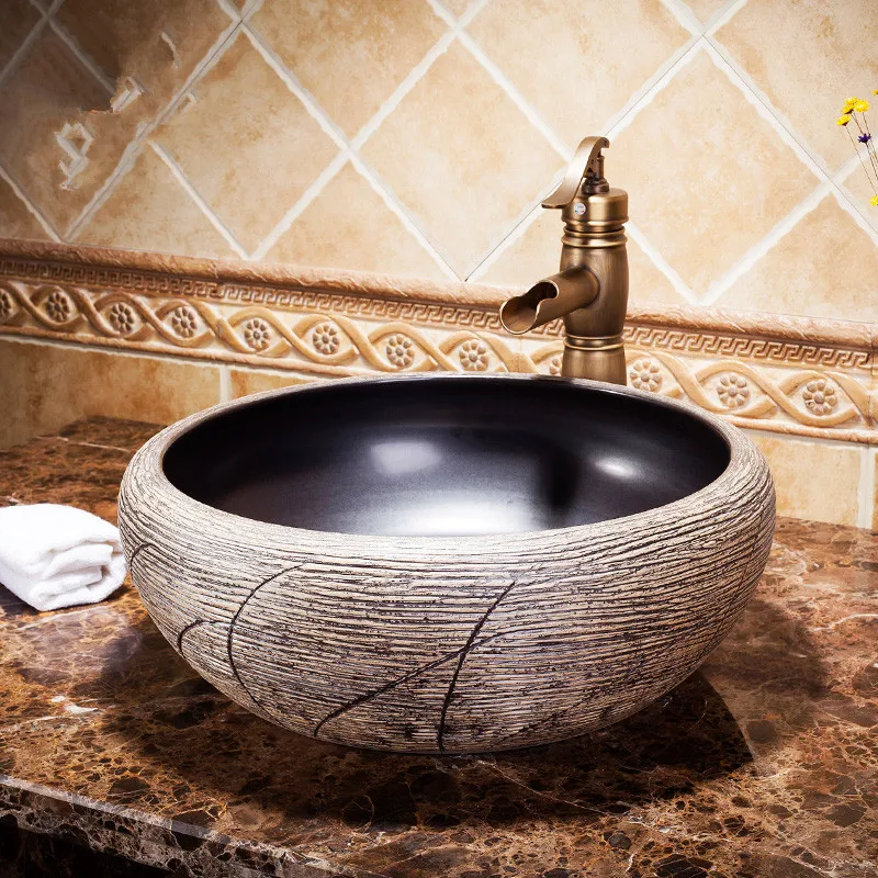 Europe Vintage Style Art wash basin bathroom sinks Countertop butterfly Design rectangle shaped