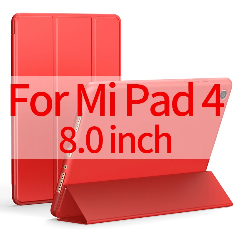 Чехол для Xiaomi Mi Pad 4, 8,0 дюймов, силиконовый смарт-чехол, Магнитный Авто спящий чехол для Xiaomi Mi Pad 4 Plus, 10,0 дюймов, из искусственной кожи чехол - Цвет: 8.0 inch red