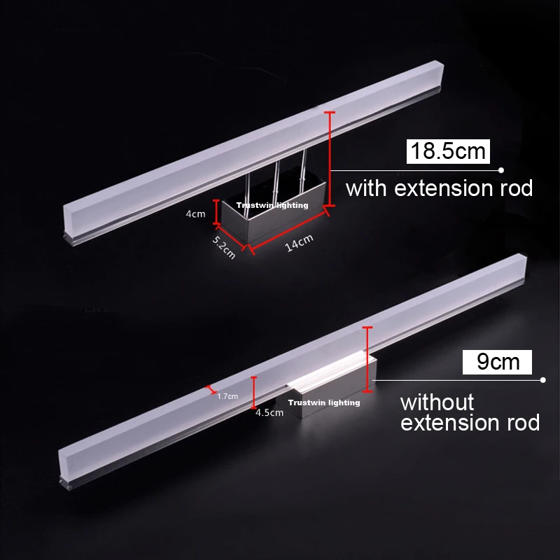 Светодиодный, современный, акриловый, зеркальный, туалетный светильник, зеркальная лампа, бра для ванной комнаты, водонепроницаемый, настенный светильник, длинный, квадратный, зеркальный светильник