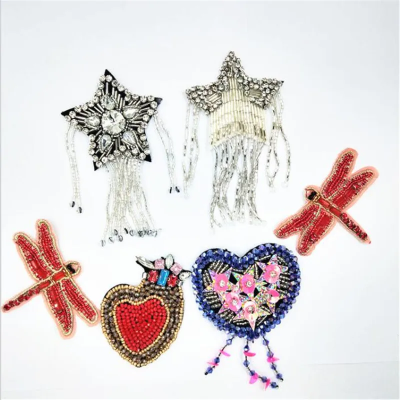 

Handmade beaded tassel pentagram Adhesive patch Patches for Clothing Patch Sew on T-shirt DIY Fashion Decoration Badge Applique
