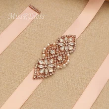 MissRDress Стразы Свадебный Пояс розовое золото Лента Свадебная со стразами жемчуг пояс невесты для Свадебные аксессуары JK913