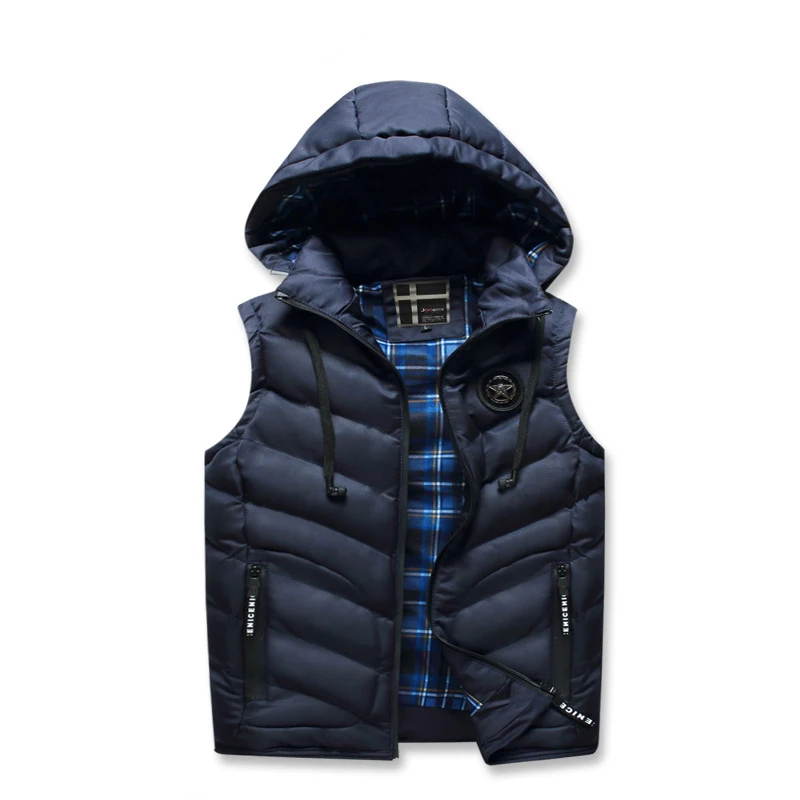 Брендовая мужская флисовая куртка без рукавов зимняя модная повседневная куртка с капюшоном жилет с хлопковой подкладкой мужской утепленный жилет M-3XL AF8868