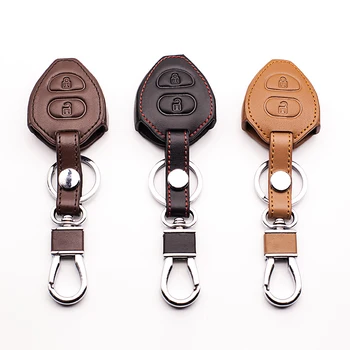 

2017 classic design 100% genuine leather car key cover for Toyota Corolla Rav4 Yaris Avensi Prado Echo,2 buttons remote control