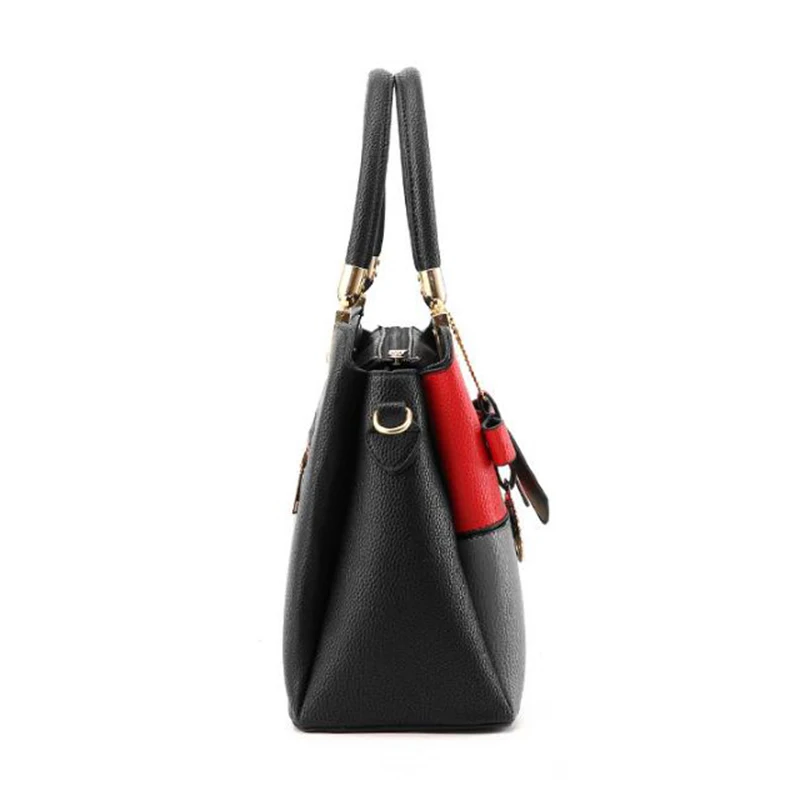 خمر الإناث حقيبة كتف خياطة ألوان جلد النساء أعلى مقبض حقيبة يد Bowknot Crossbody حقيبة ساعي أسلوب بسيط