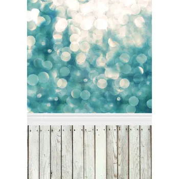 

Wooden Floor Photography Backdrops Bokeh Blue Backgrounds for Photo Studio Baby Shower Children Portrait Photo Shoot Vinyl Cloth