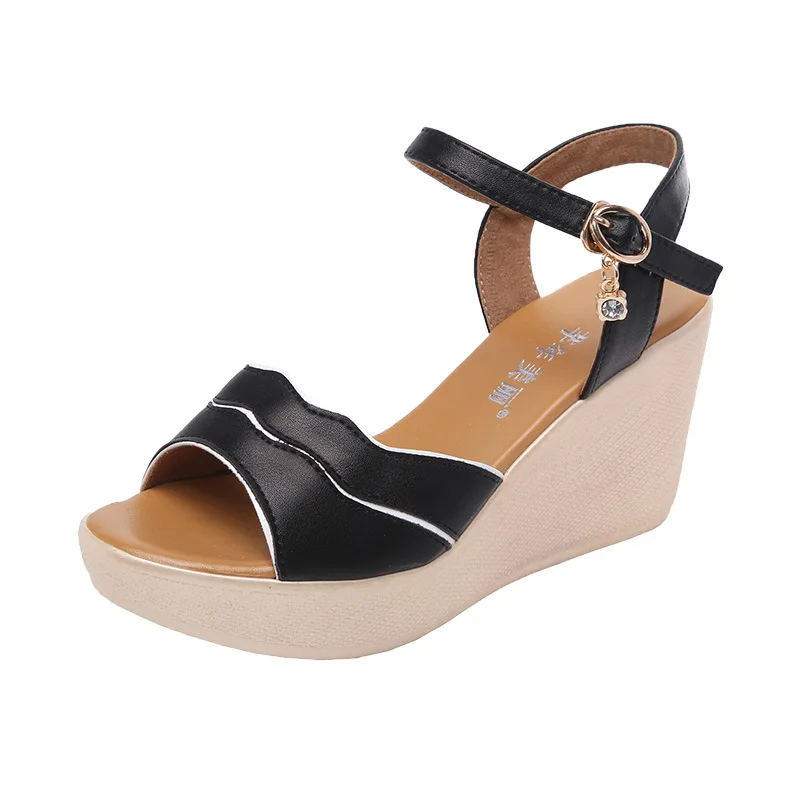 

Top Quality Small Size 32-43 Stripe Platform Wedges Shoes for Women Summer 2023 Beach Office High Heels Sandals
