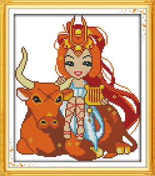 

Joy sunday cartoon style The twelve zodiac-Taurus 14ct and 11ct counted cross stitch christmas stocking for girl gifts