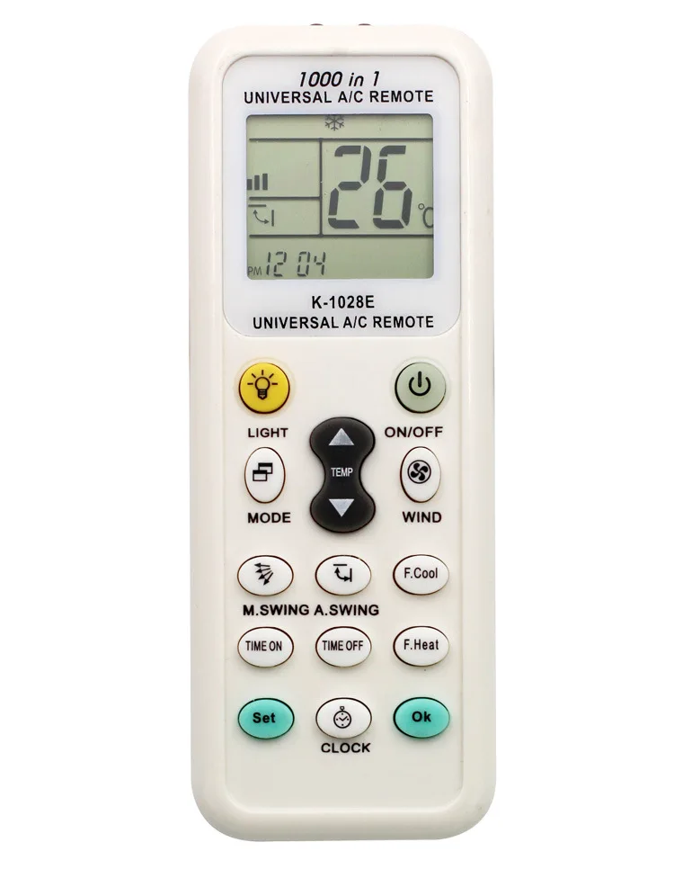 

DHL Free 100PCS Universal Worldwide Air Conditioner Remote Control Controller K-1028E LCD Display A/C Muli - White