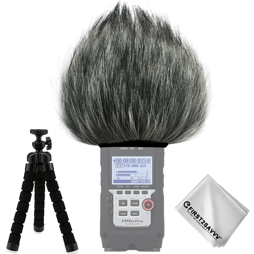 Outdoor Portable Digital Recorders Furry Microphone Mic Windscreen Wind Muff for Zoom H4n Pro+ mini tripod