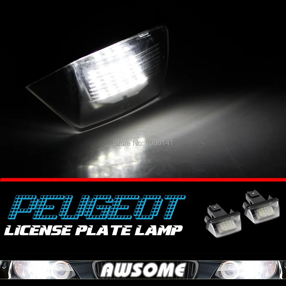 2x LED License Plate Number Light For Peugeot 206 207 306 308 406 407