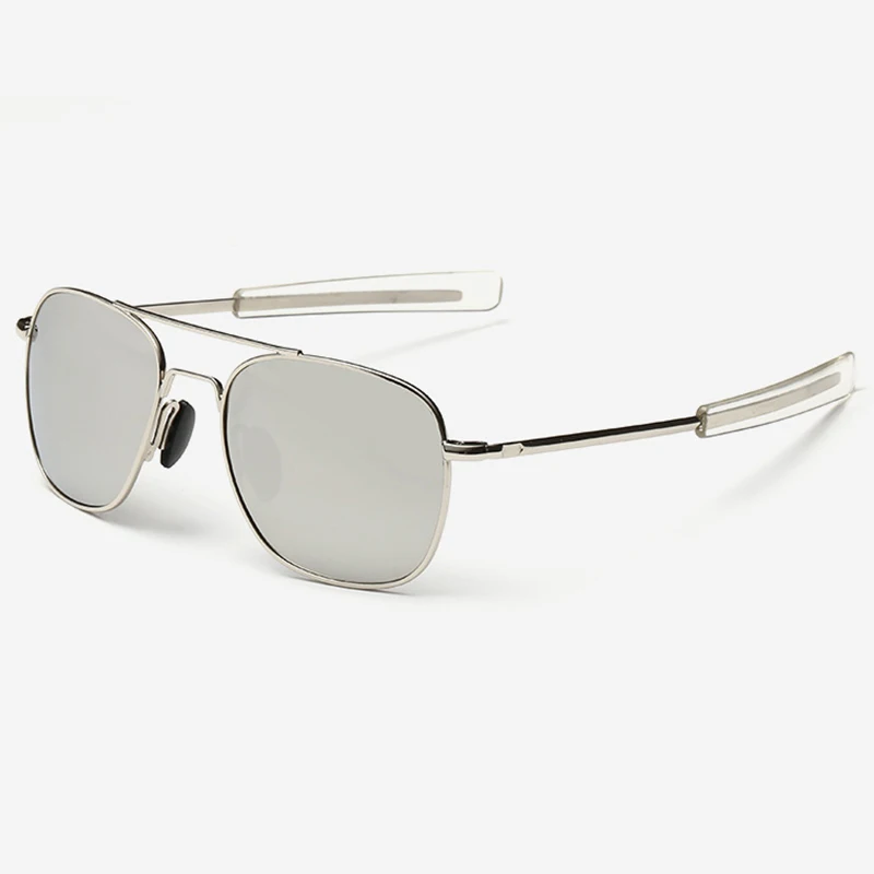 Mens Pilot Military Солнцезащитные очки Очки для вождения Очки Красные синие зеркала Черный Зеленый Фирменный дизайн Поляризованные солнцезащитные очки - Цвет линз: Silver With Silver