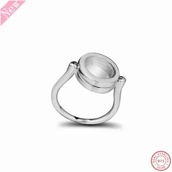 

2018 Winter Collection Popular 925 Sterling Silver Classic Logo Floating Locket Rings for Women Jewelry FLR183