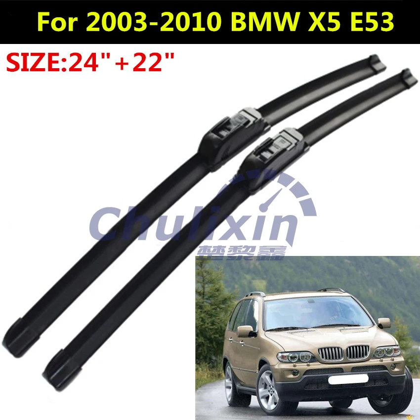 Wiper blades for 2003 2010 BMW X5 E53 24"+22" fit standard J hook wiper