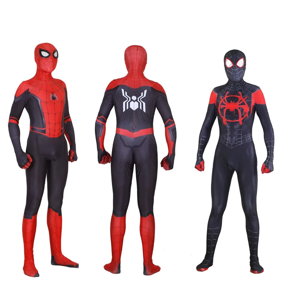 

New Spider Man Far From Home Cosplay Costumes Peter Parker Zentai Suit Bodysuit Adult Kids Spiderman Superhero Ball Jumpsuits
