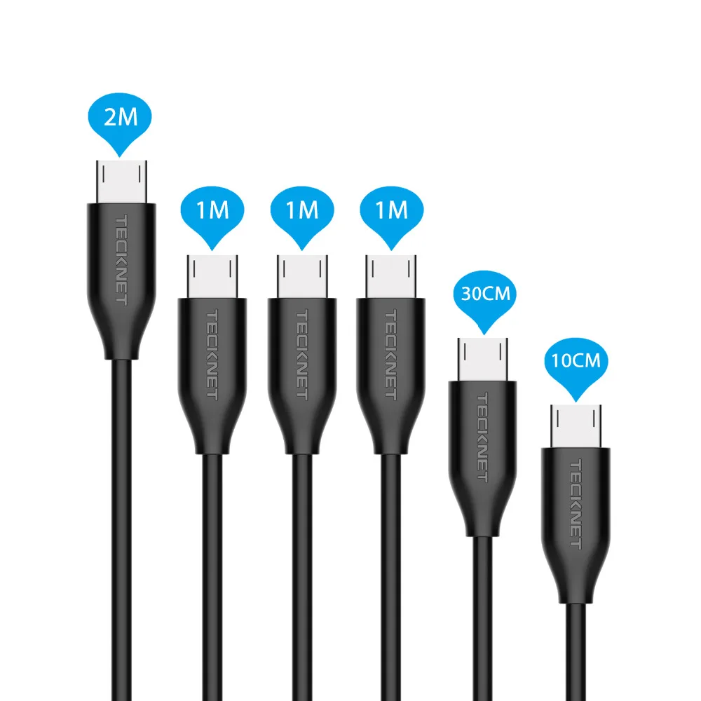 

6 Pieces TeckNet Premium Micro USB Cable Charger High Speed Mobile Phone Data Sync Cable for Android Samsung HTC Motorola Xiaomi