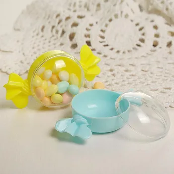 

12 Pcs/set Cute Plastic Candy Boxes Candy Shape Candy Box Round Chocolate Gift Boxes Wedding Birthday Baby Shower Decoration