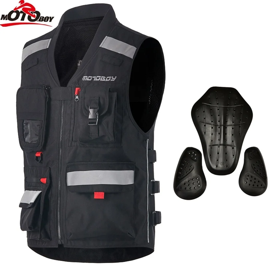 

Free shipping 1pcs Men's Reflective Safety Moto Vest Motocross Racing High Visibility Vest Motorcycle Vest With 3pcs protective