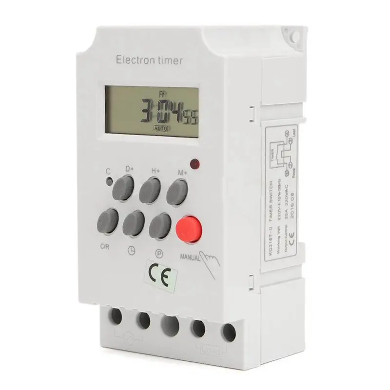 

AC 220V 25A KG316T-II Din Rail LCD Digital Electronic Programmable Timer Switch