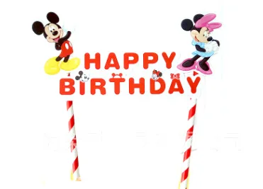 1 комплект Микки и Минни Маус Мышь флажки для торта пирожное для дня рождения декоративные вывески с ребенком детей День рождения товары для украшения торта