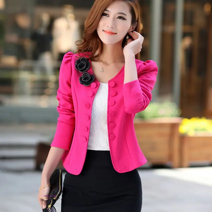 

2019 New Autumn Spring Jackets Women Floral Formal Suits Slim fashion covered button Outerwear Top Office Elegant Jacket