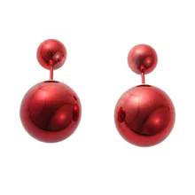 Doreen Box Акриловые Двухсторонние серьги-гвоздики шариковые красные 8 мм диаметр. Диаметр 16 мм, 1 пара