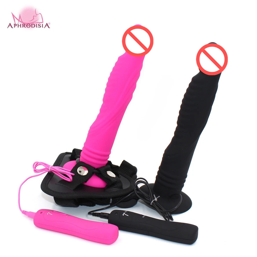 Silicone strap on dildo sex toys for women Strapon Lesbian vibrator 7 vibrating Adult 3 size penis suction cup Dildo