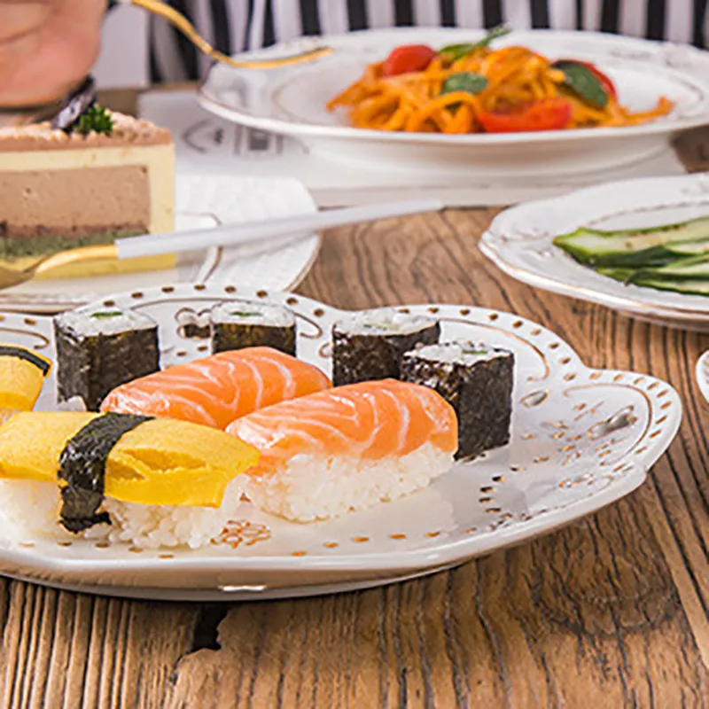 Обеденная тарелка керамическая поднос Assiette с золотой различные модели стейк тарелка выдолбленная Бабочка лоток творчески оформленное блюдо Platos 1 шт
