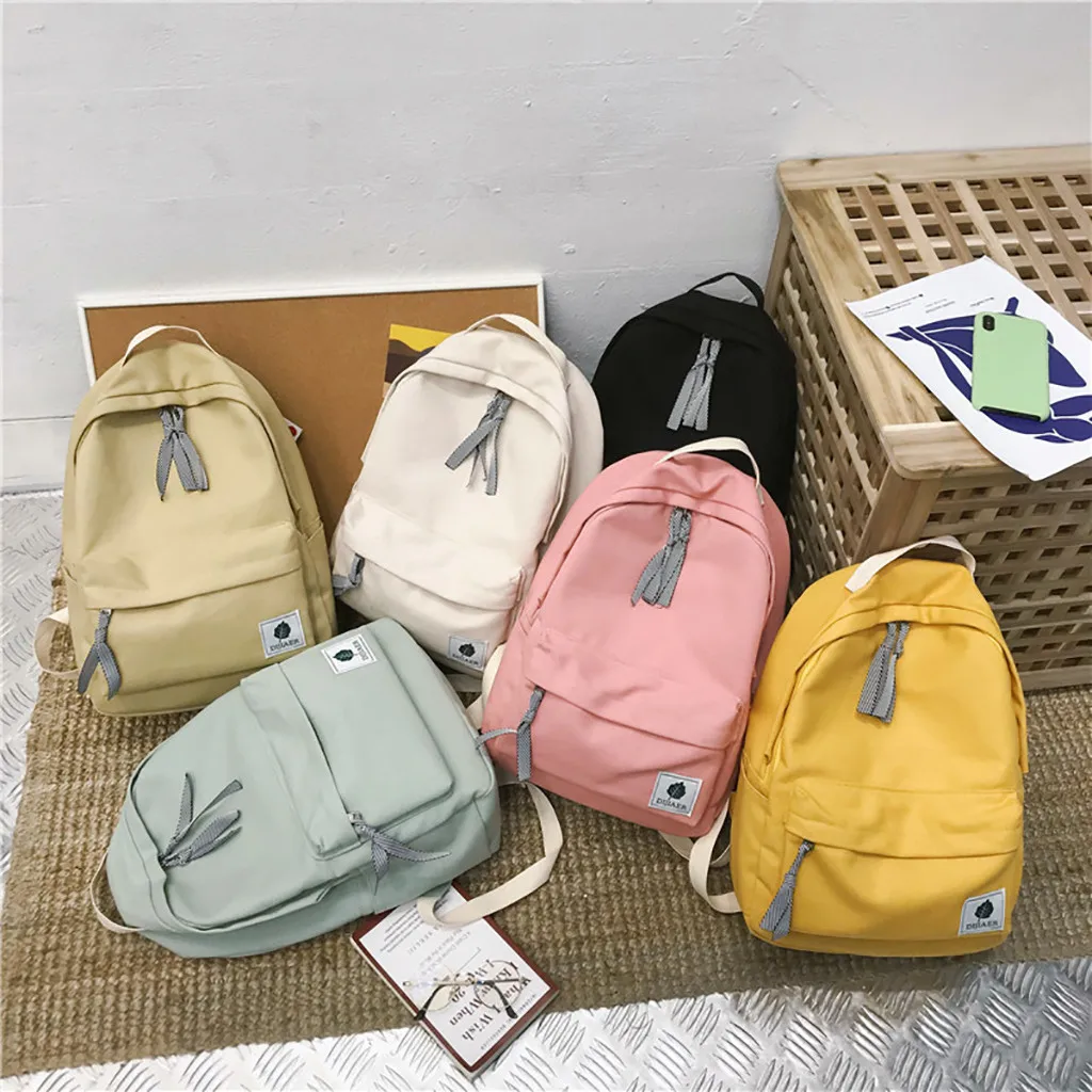 

Women 2018 Female Backpack high quality Solid Color Bookbag Small Fresh Canvas Student Bag Large Capacity Casual Backpack