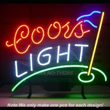 Coors Light Golf Neon Light Sign Real Glass Tube Neon Bulbs Beer Bar Pub Recreation Room Garage Signs Display 17×14