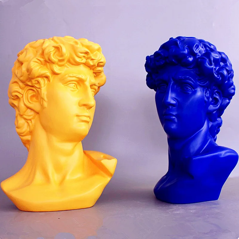 

David Head Portraits Statue Figure Bust Michelangelo Buonarroti Home Decorations Craftwork Line Drawing Teaching Aids L2644