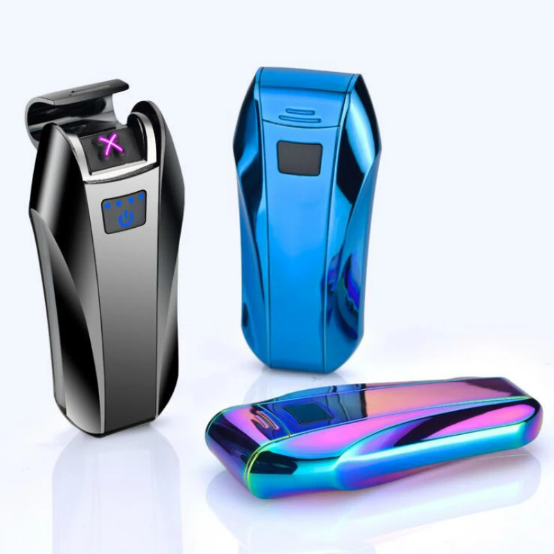 

Intelligent Double Arc Lighter Metal Fingerprint Touch Dual Flame Electronic USB Cigarette Lighter Gadgets for Men zapalniczka