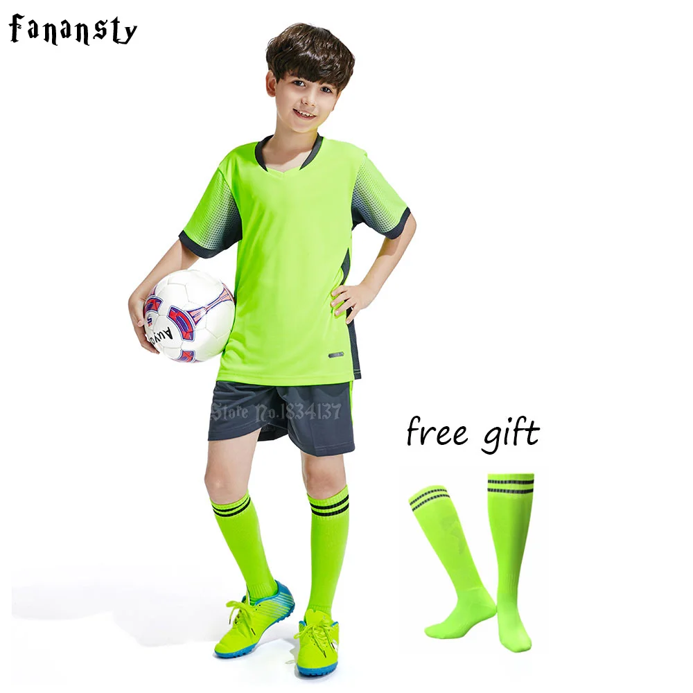 

Survetement football 2019 high quality soccer jerseys kids short sleeve boys soccer set uniforms Customized kits suits New