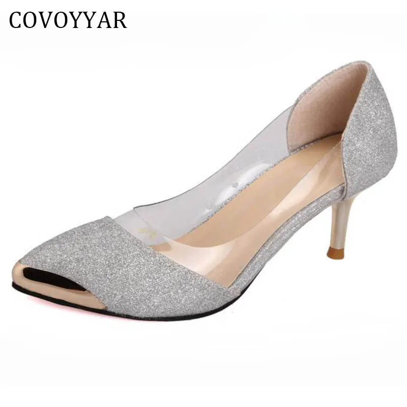 

Elegant Glitter Women Pumps 2019 Spring Summer Transparent Female High Heels Wedding Women Shoes Golden/Silver Size 40 WHH527
