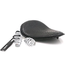 Черный ретро мотоцикл из крокодиловой кожи Solo Seat+ " пружинный Кронштейн для Harley кастом Чоппер поплавок кожаное седло