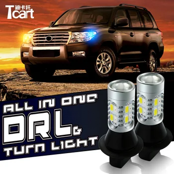 

Tcart drl For Chevrolet Camaro 2010-2013 LED DRL PY21W BAU15S Front Turn Signals light & DRL all in one