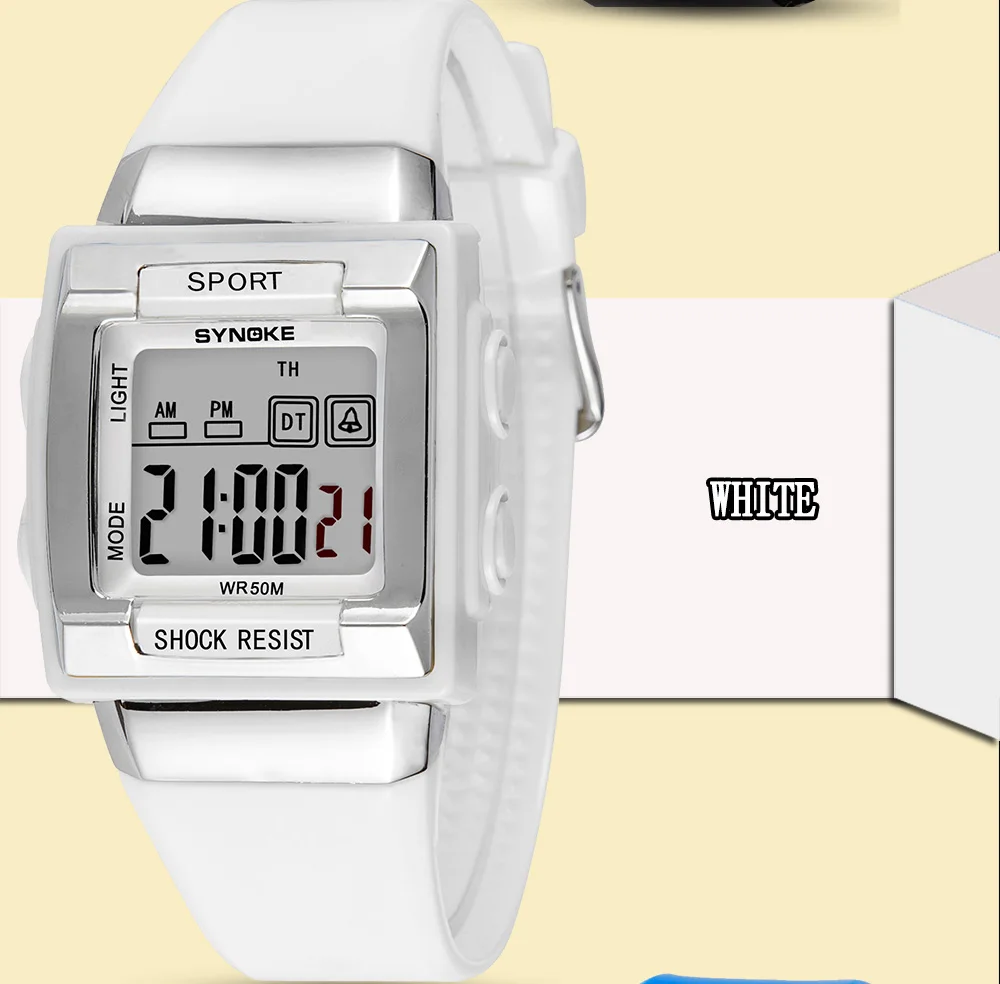 SYNOKE/Лидер продаж; новые детские часы; модные детские часы; Черные Квадратные детские цифровые часы для мальчиков