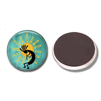 

Kokopelli Sun Dance Refrigerator Magnet Cartoon 30 Glass MM Fridge Magnet Flute Player Diety Magnetic Stickers Note Holder