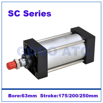 

Standard aluminum pneumatic cylinder bore 63mm SC63-175/200/225/250 single rod double action air piston cylinder