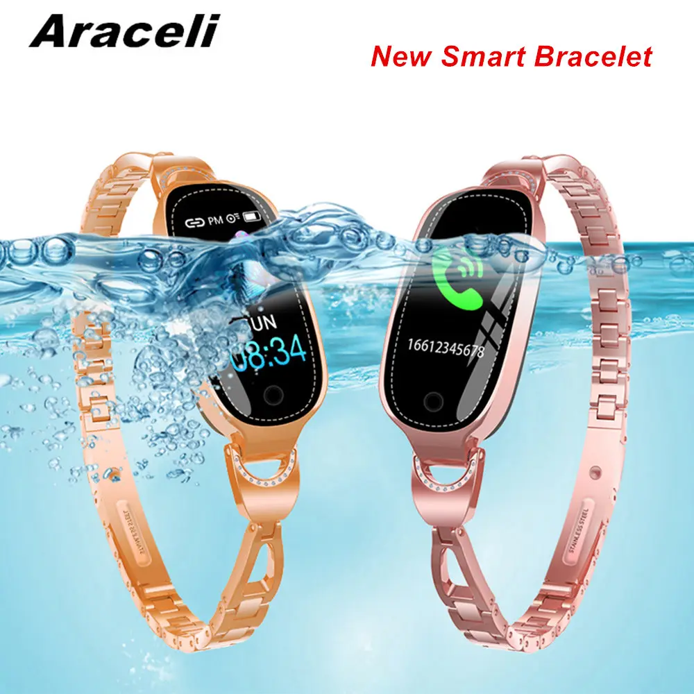 

Waterproof Smart Bracelet Women Stainless Steel Smart Band Heart Rate Pedometer Tracker Call Reminder Color Screen SmartBracelet
