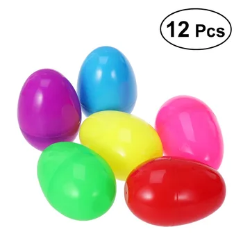 

12PCS Plastic Easter Eggs Large Festive Durable Assorted Colors Goodie Bags Easter Gift Candy Pouch for Kids Small Children