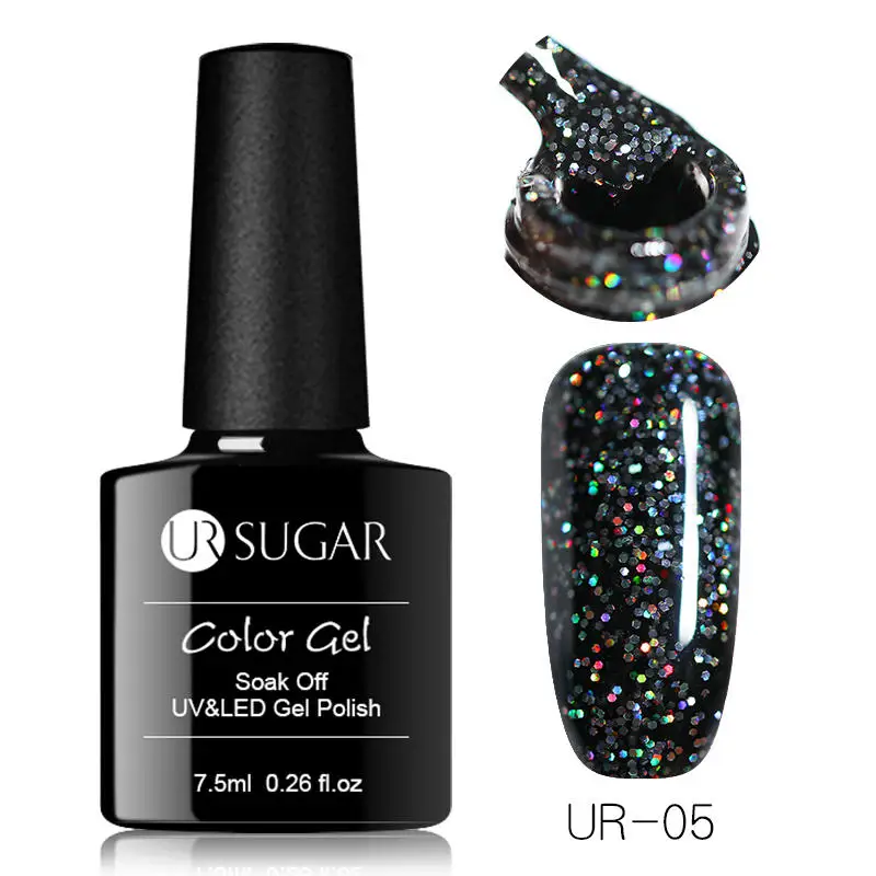 Ur Sugar 7,5 мл УФ-гель для ногтей голографический Блестящий Гель-лак для ногтей светодиодный Soak Off гель для ногтей Лаки маникюрный лак - Цвет: Серебристый