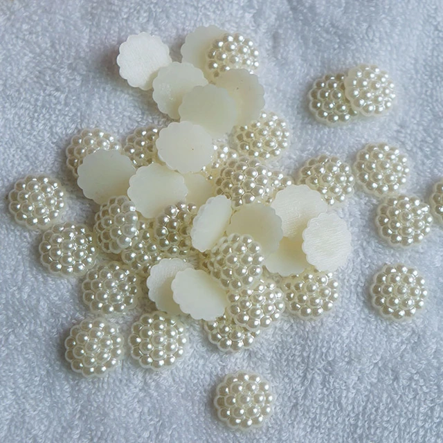 100pcs White Flower Simulated Half Pearl Beads Decoration DIY Making Crafts  Supplies Flat Back Cabochon Bead For Clothes Jewelry - AliExpress