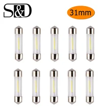 10 sztuk 31mm C5W COB żarówki Led samochodowe wnętrza samochodu Bombillas Festoon lampa kopułowa do czytania źródło biała strona lampka tablicy rejestracyjnej 6500K