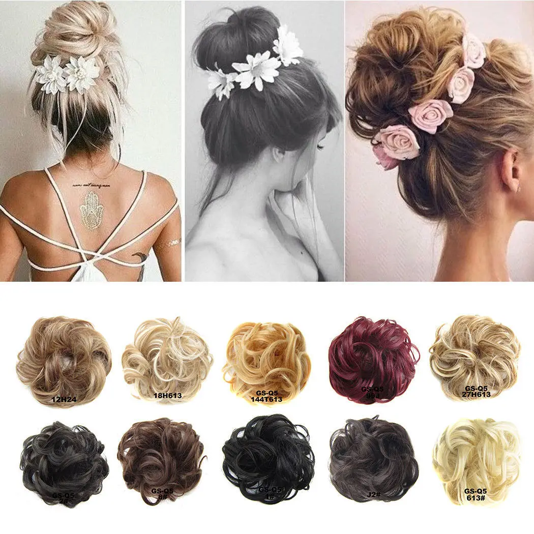 Curly Messy Bun Hair Piece Scrunchie Updo Cover Hair Extensions