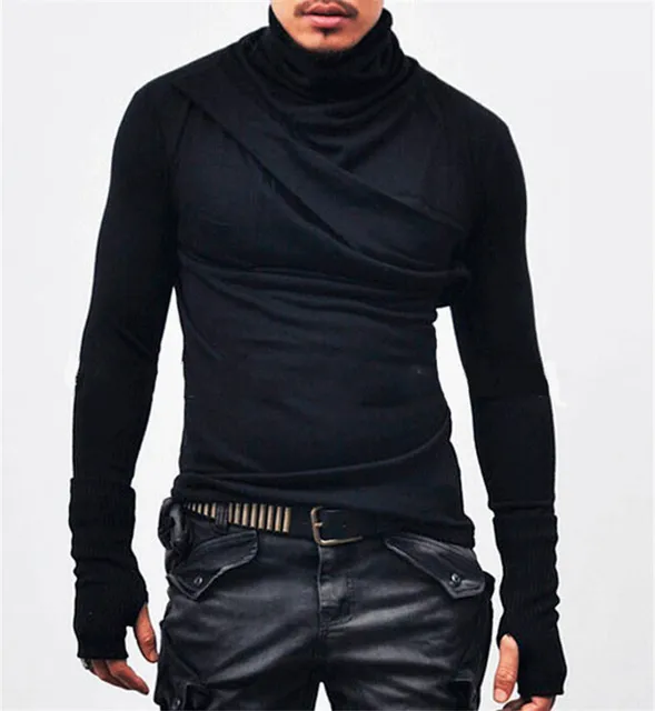 Novelty T shirt With Gloves Men Fashion Tshirt Long Sleeve T shirts Man