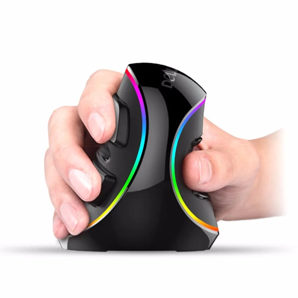 

Delux Vertical USB Wired Mouse IntelliSense Breathing Light Computer Wired Mouse Ergonomic 4000 DPI Mouse