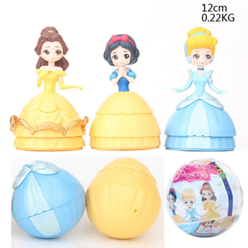 Disney 3pcs / set 12cm Lol Egg Bebek Princess Dolls Pvc Action Figures Series 3 Ball Poupee Baby Cute Toy For Girl Kids Gift | Игрушки и