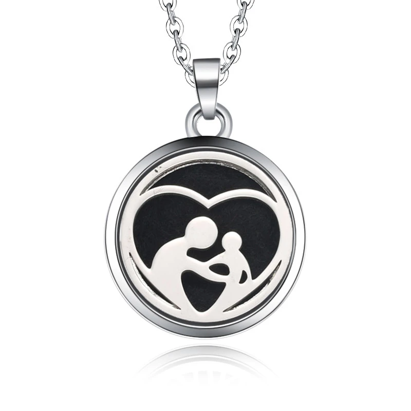 

New Aroma Diffuser necklace Mother and child open locket Essential Oils Aromatherapy Perfume Pendant Necklace Mother's Day gift